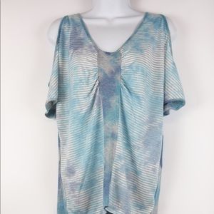 Women cold shoulder garment dye top